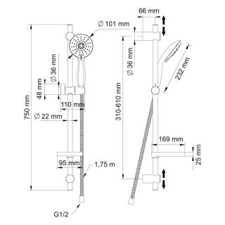 Душевой гарнитур Swedbe Calypso 5081 хром
